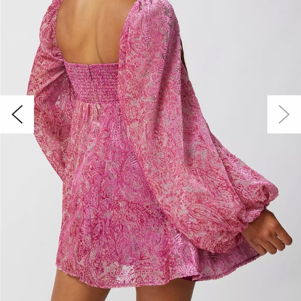 NWOT For Love & Lemons Francesca Paisley Babydoll Bubble Sleeve Dress Size 1X - Picture 4 of 11